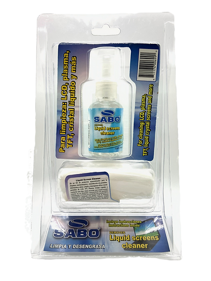 SABO LIQUID SCREENS CLEANER - KIT DE LIMPIEZA PARA PANTALLA LCD / PLASMA / CRISTAL LIQUIDO Y MAS / PAÑOS SECOS